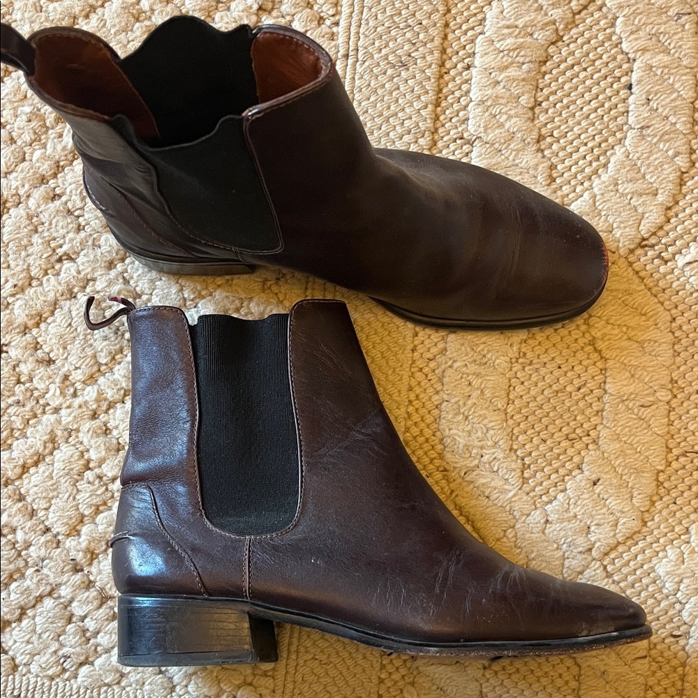 Rachel Comey Dark Purple Leather Chelsea Boots